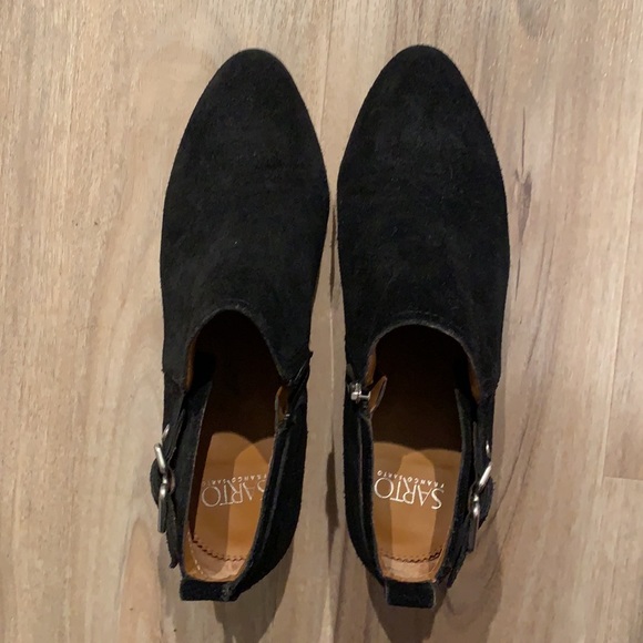 Franco Sarto western style low heel suede booties with buckle - Picture 2 of 8